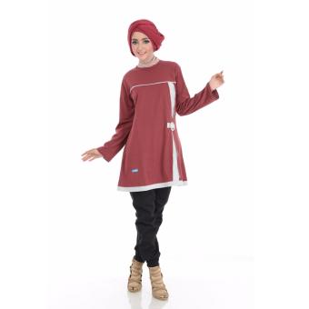 Gambar Alnita Blouse Atasan AA 04 Kaos Wanita Baju Muslim Tunik KemejaKaos Maroon