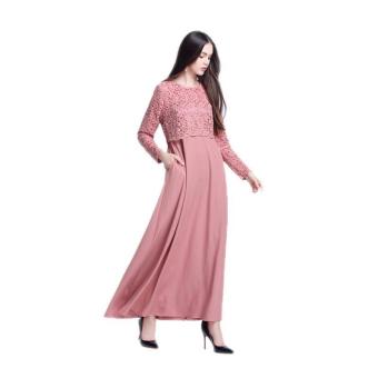 Amart Wanita Muslim Lengan Panjang Maxi Gaun Renda Pakaian JubahMaroko (berwarna Merah Muda) - International Pebruari 2019 - 3 Amart wanita Muslim lengan panjang Maxi gaun renda pakaian jubahMaroko (berwarna merah muda) - International - 3