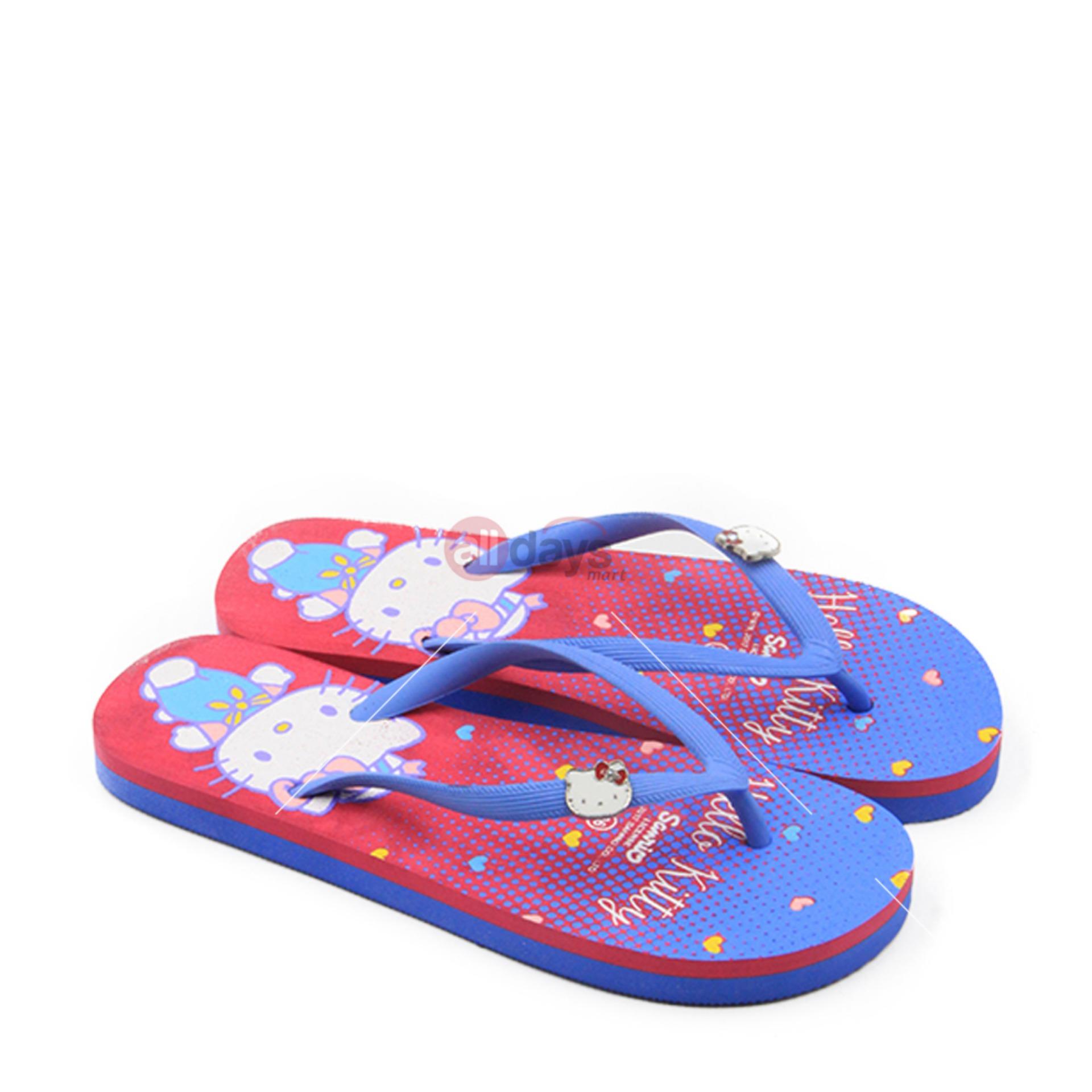 Ando Sandal Jepit / Flip Flop Wanita HK 1701 - Blue/Fushia Size 36-40