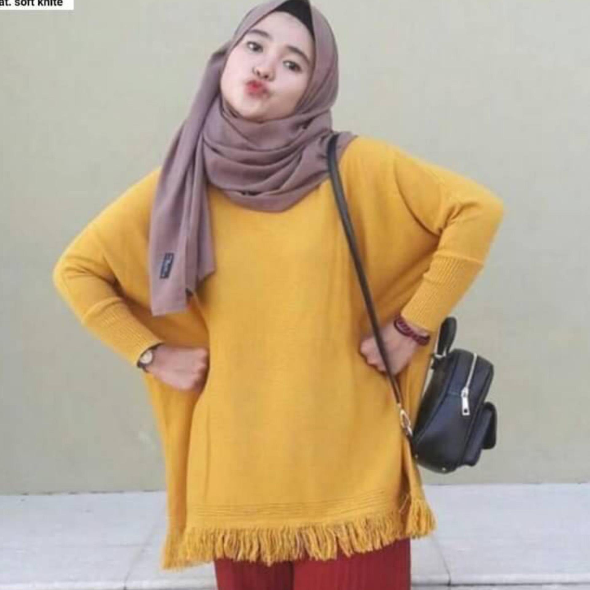 Atasan Fashion Wanita- Raida with bottom Rumbai- Rajut Halus- Kualitas dijamin- tidak Panas