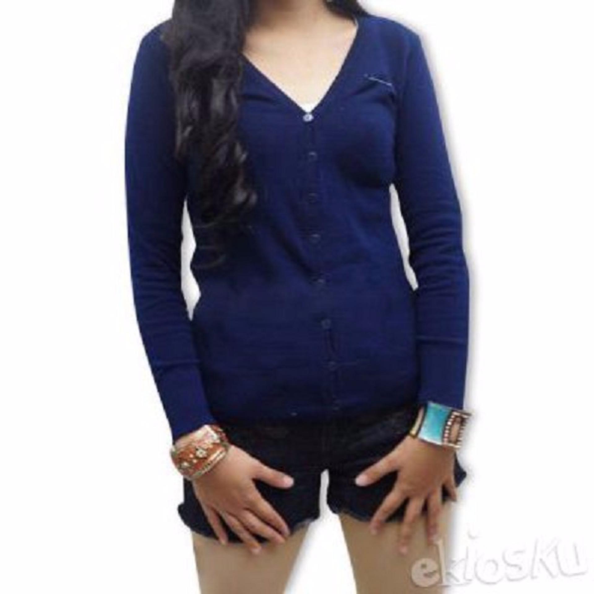 Atasan Wanita - Cardigan - Basic Cardy - Spandek Knite - Cream