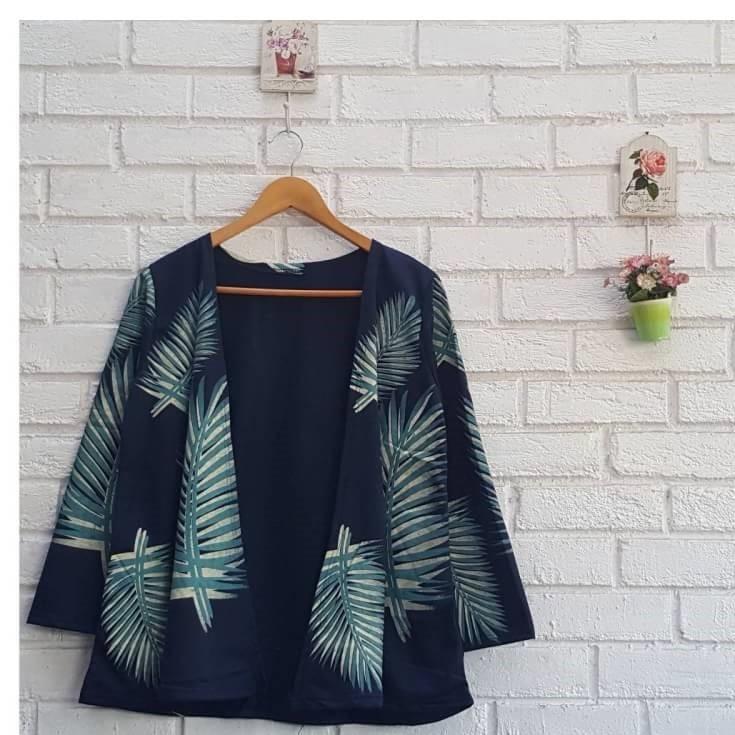 Azam Clobber Leaf kimono Outher - Baby Terry - Putih