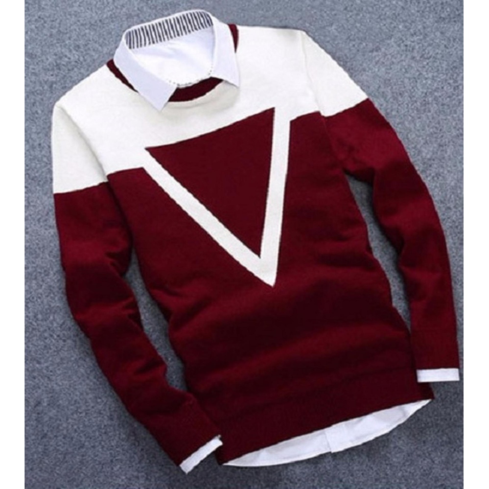 Azam Clobber - Sweater Pria Rajut - Triangel Maroon Sweater - Rajut Tribal