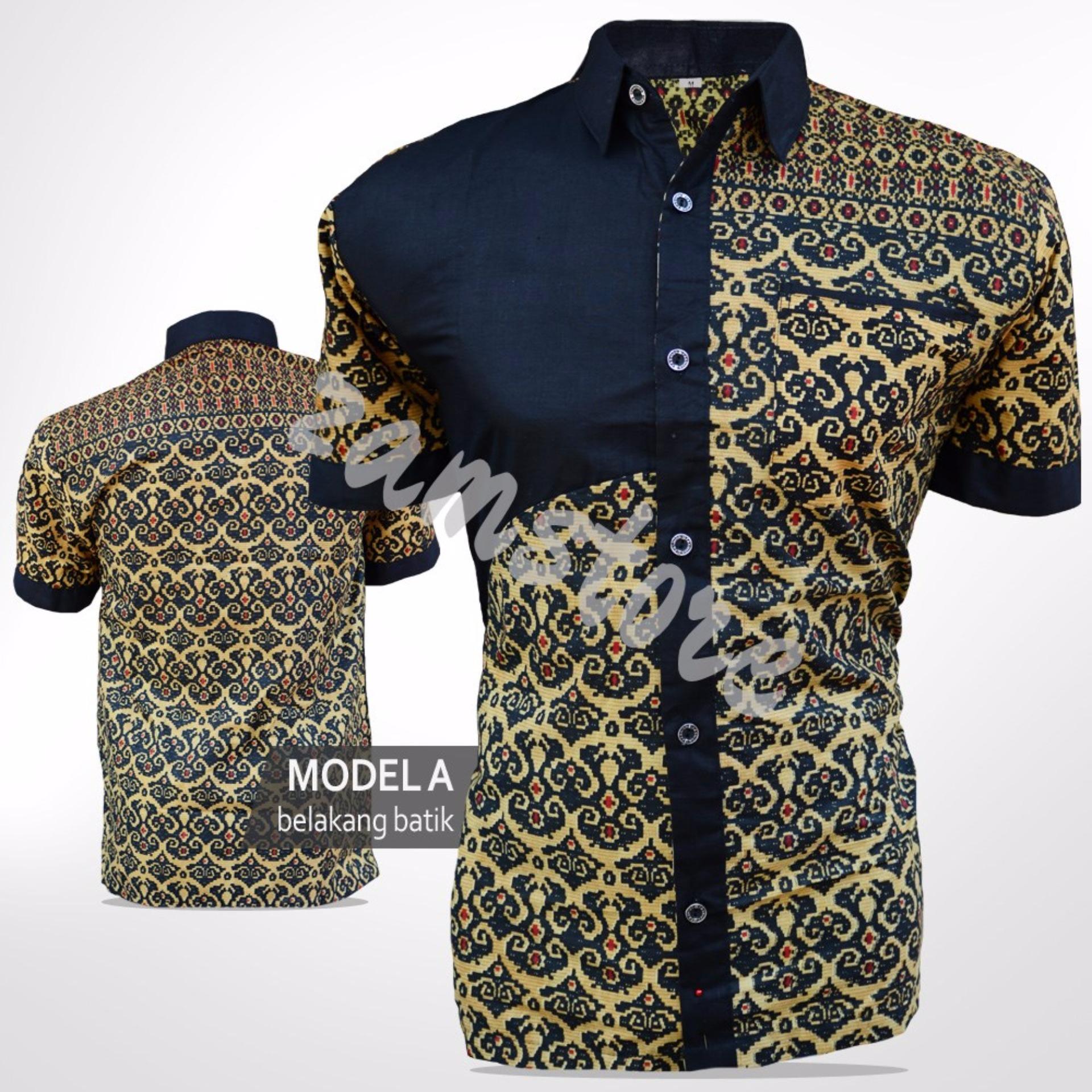 21 Baju Batik  Pria  Lengan Pendek Warna  Biru Konsep Penting 