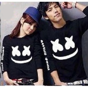 Gambar Baju Couple Lengan Panjang   Kaos Pasangan   Kopel Lp marshmelloBlack