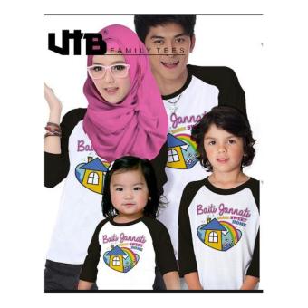 Gambar Baju Kaos Keluarga Couple Family Tees Anak Ayah Bunda Home 4 Pasang  Putih Hitam