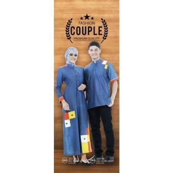 Gambar Baju Muslim Couple Bahan Denim Warna Denim Komb Merk Azzurra  322 55