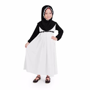 Harga Baju  Muslim Gamis  Anak  Perempuan Warna  Putih  Hitam 
