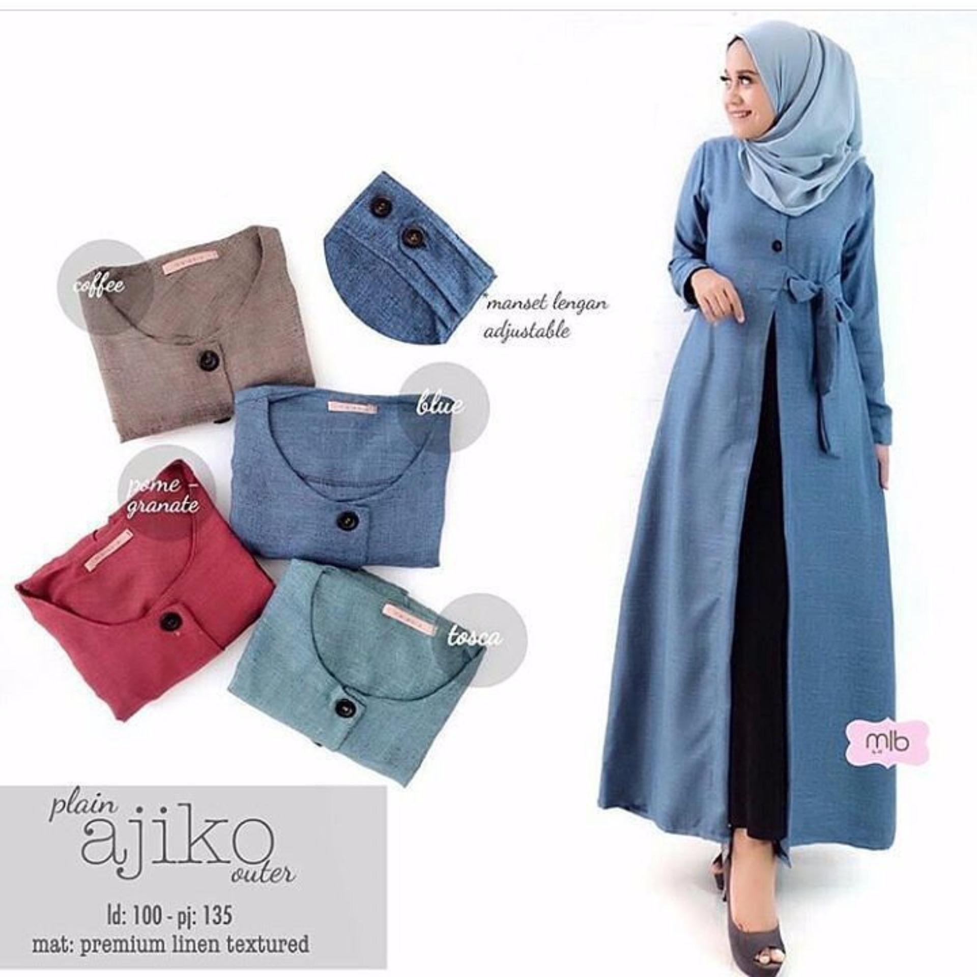 Baju Original Plain Ajiko Outer Cardi Katun Rami Long Vest Cardigan Muslim Wanita Hijab Luaran Casual WarnaMaroon