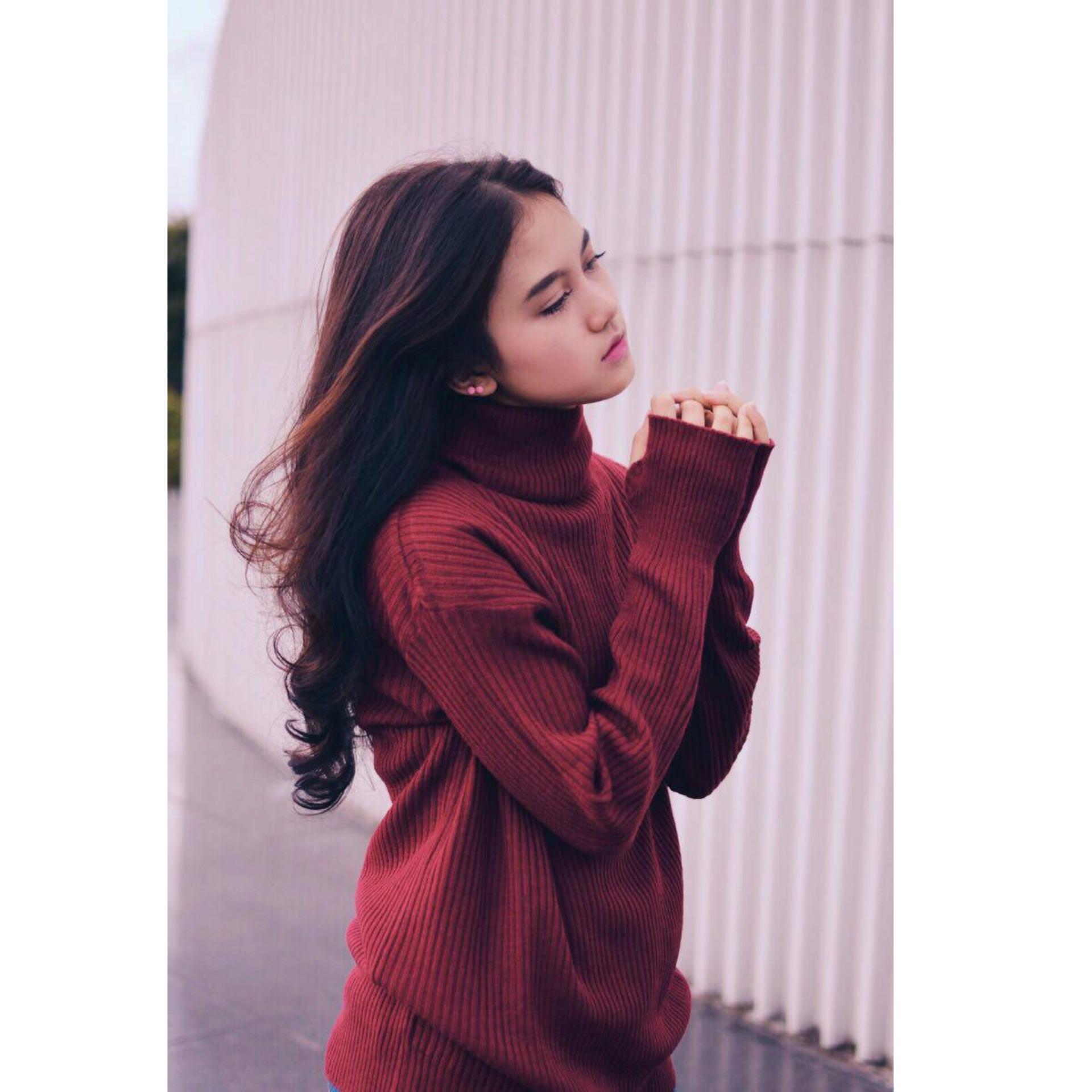 Baju Rajut Roundhand Turtle Neck Secker Sweater Baju Hangat Rajut Premium Tebal Rajut Maroon