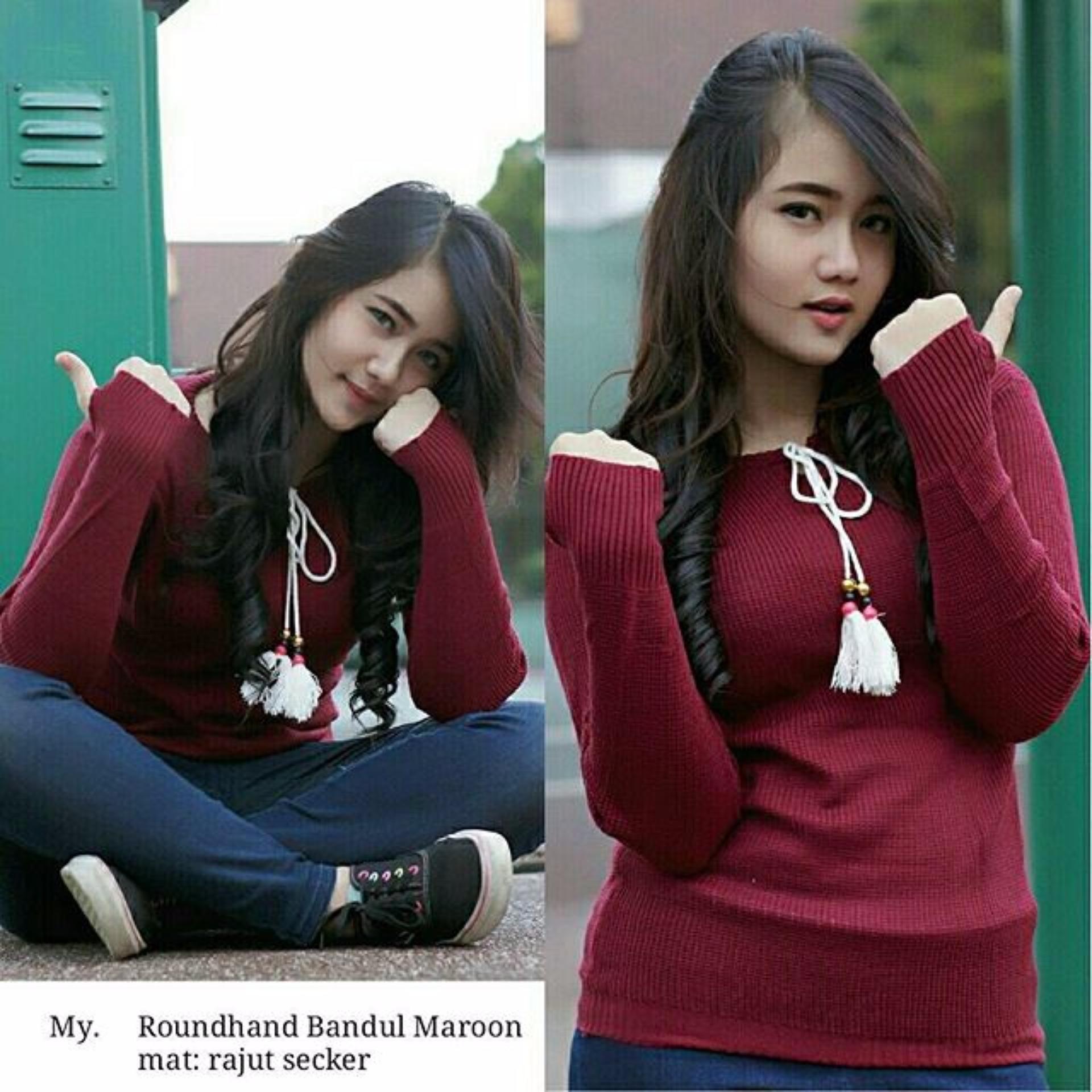 Baju Rajut Wanita Roundhand Bandul Maroon