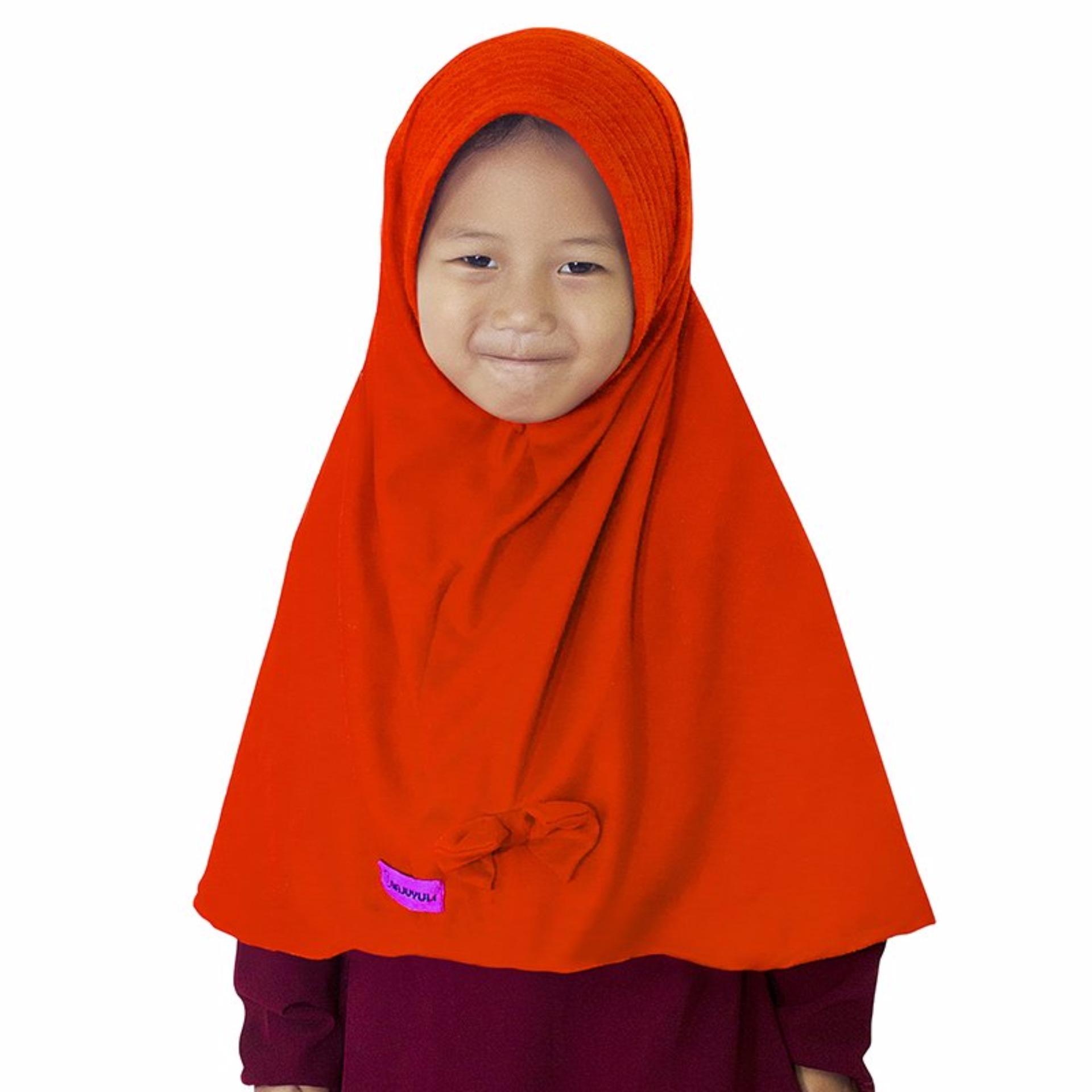 Bajuyuli - Kerudung Jilbab Anak Murah Polos Pita Cantik Oranye