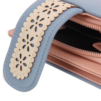 Baru Wanita Korea Pendek PU Kulit Kopling Dompet Renda Bunga Pemegang Kartu (biru Abu-abu) - International Mei 2018 - 5 Baru wanita Korea pendek PU kulit kopling dompet renda bunga pemegang kartu (biru abu-abu) - International - 5