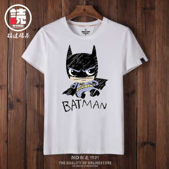 Gambar Batman kepribadian pria katun lengan pendek baru t shirt (Putih Q versi Batman)