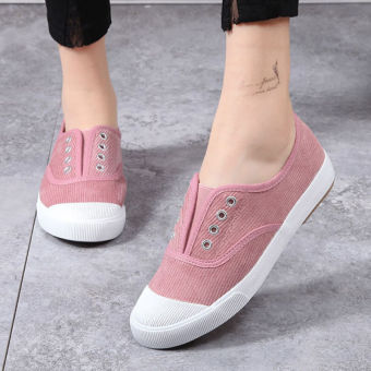 Gambar Beier anak besar gadis pedal sepatu kanvas sepatu flat shoes (Merah muda)