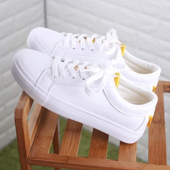 Gambar Beier wild leather female soft bottom canvas shoes Shoes (Kuning)