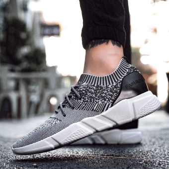 Bernapas jala musim panas pria permukaan sepatu sneaker sepatu pria (Abu-abu [258])