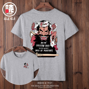 Gambar BF hip hop kapas musim panas angin t shirt (Abu abu Zhong Kui Zhong Kui)