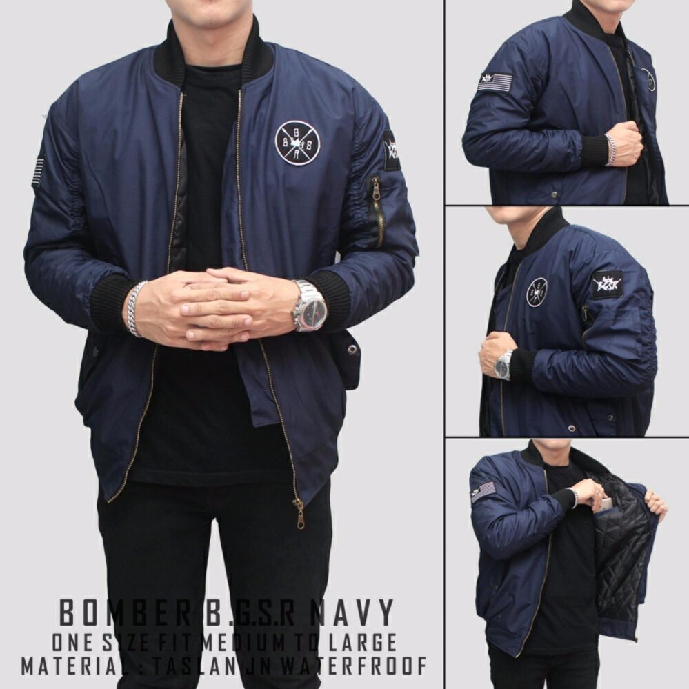 BGSR Jaket Pria Bomber Scotch Pilot logo bordir - ( Hitam )