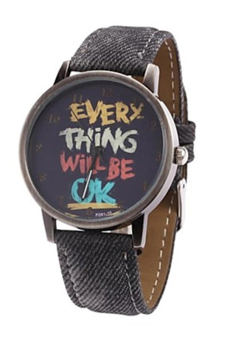Bluelans® Every Thing Will Be Ok Denim Analog Quartz Watch - Black  