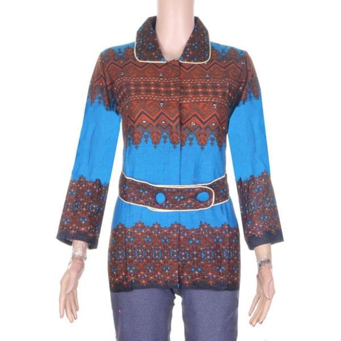 Blus Batik Baju Kerja Wanita Irma - Biru