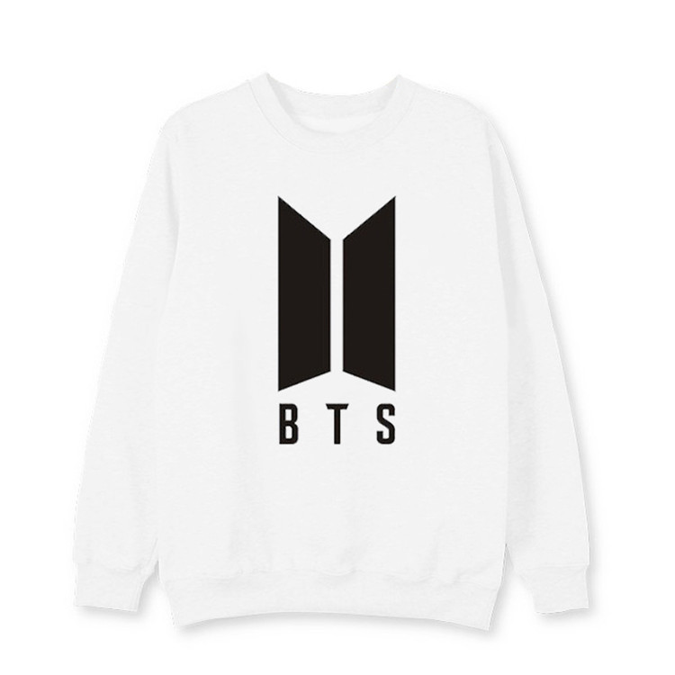 BTS anti peluru ayat yang sama huruf leher bulat pullover kemeja (Kolektif putih)