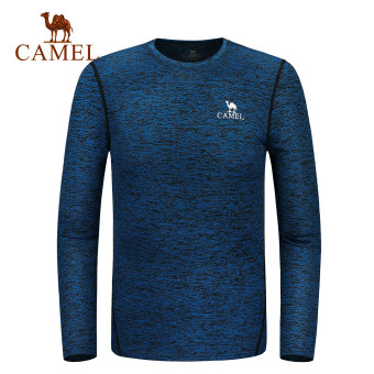 Gambar Camel luar ruangan beberapa model leher bulat lengan panjang kemeja t shirt (A7W206104, warna biru, laki laki)