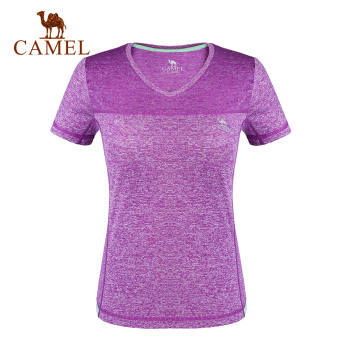 Gambar Camel luar ruangan kasual kelembaban permeabilitas v neck t shirt (A7S1U6131, ungu)