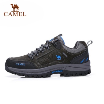 Gambar Camel Men s Cow Leather Outdoor Anti skidding Cross country HikingShoes(Grey)   intl