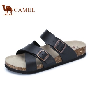 Gambar Camel Men s Daily Casual Breathable Sandals Cow LeatherShoes(Black)   intl