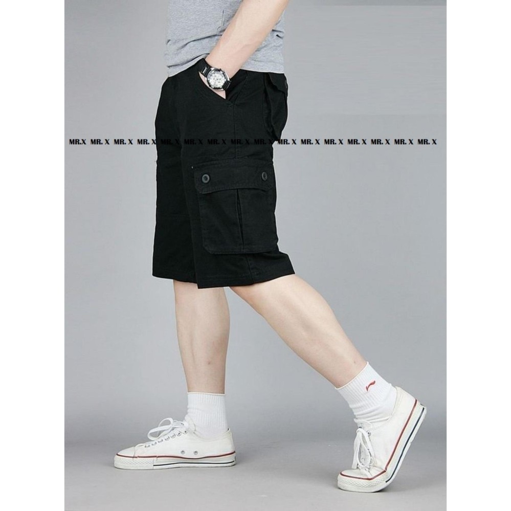 CARGO SHORT PANTS BLACK - CELANA CARGO PENDEK