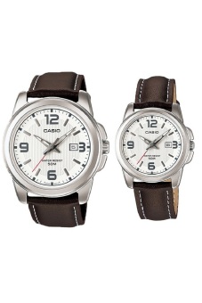 Gambar Casio Couple Watch Jam Tangan Couple   Cokelat   Strap Leather   1314L