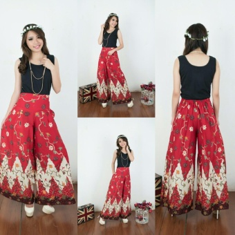 Gambar Celana batik kulot anjang wanita jumbo long pant Liera   merah