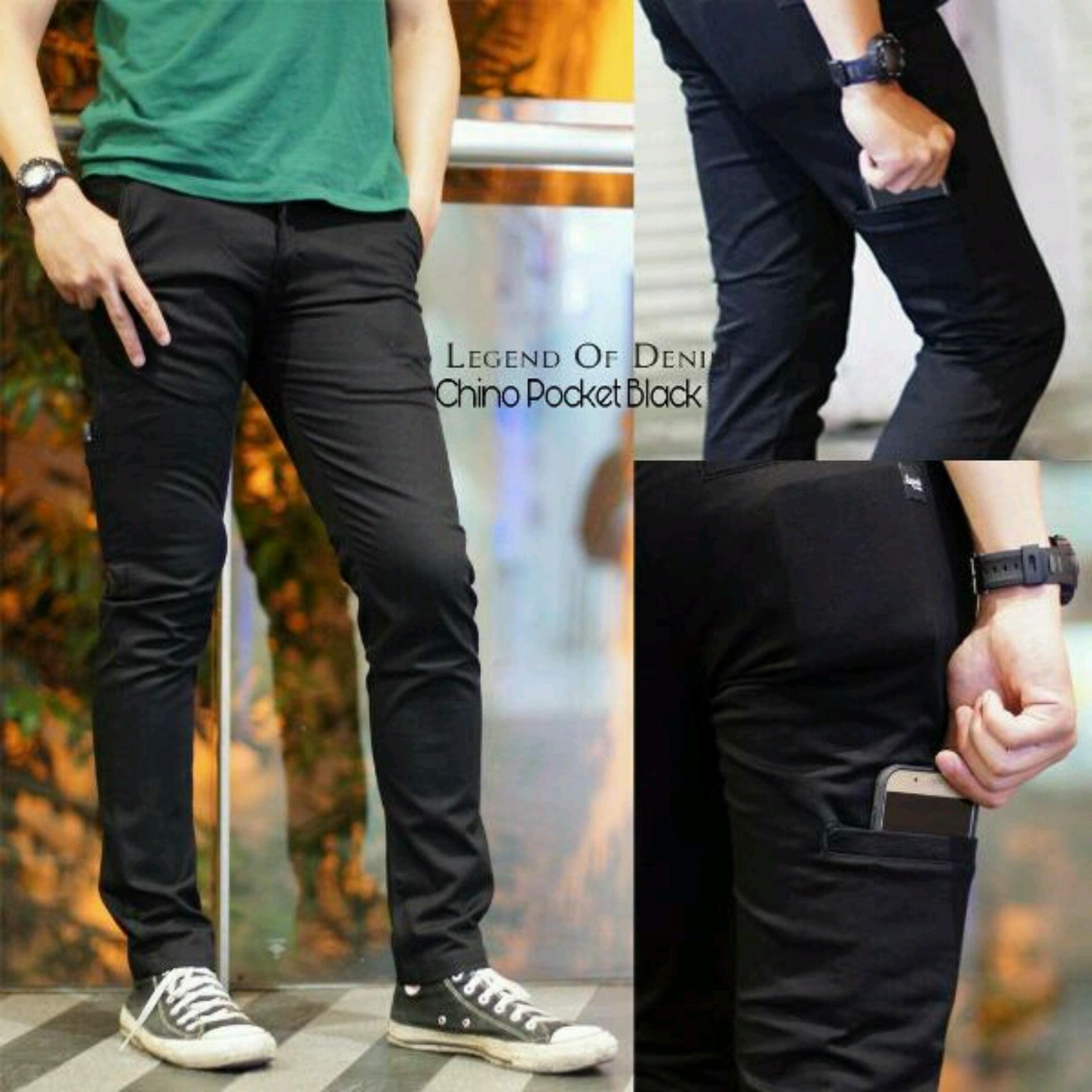 Celana chino pria / chino pocket (hitam)