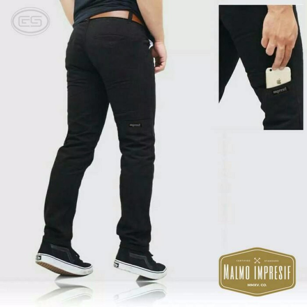 Celana chino pria pocket ( hitam )