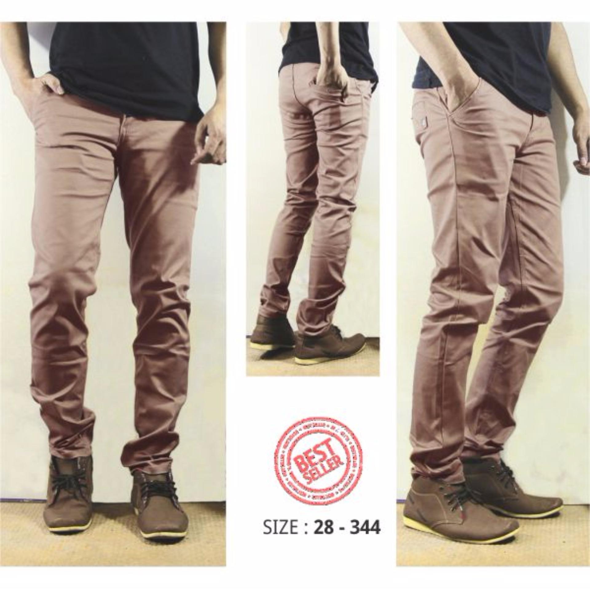 Celana Chino Pria Slimfit Bahan Melar dan Lembut - Dark Grey