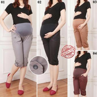 Gambar Celana hamil pendek 7per8 hotpant wanita jumbo short pant long pantArissa   03 capucino