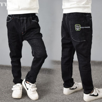 Celana Jeans Anak Laki-laki Versi Korea Bahan Katun Murni (Hitam)