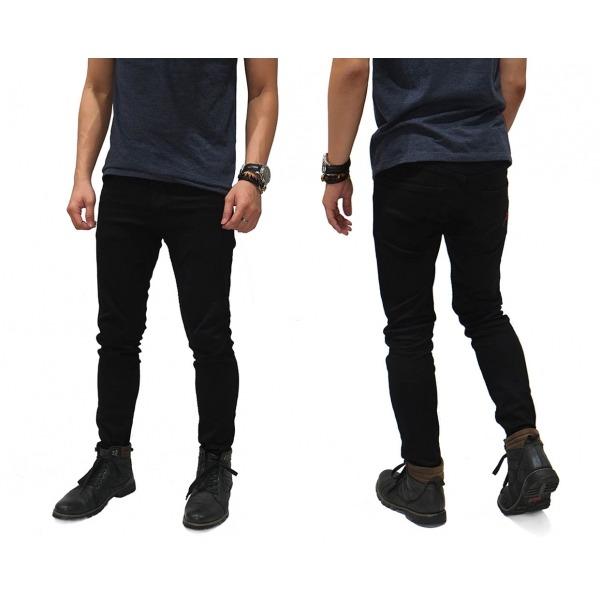 Celana Jeans pria Skinny Denim Full Black
