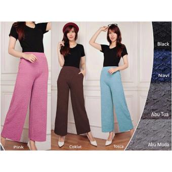 Gambar Celana kulot panjang wanita jumbo long pant Baby   pink