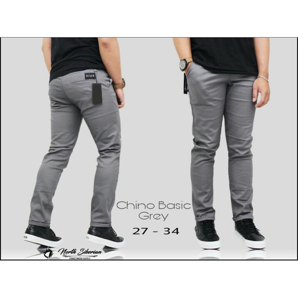 Celana Panjang Pria Chino Cino Premium Polos [Abu-Abu/Grey] Cino Panjang Slimfit