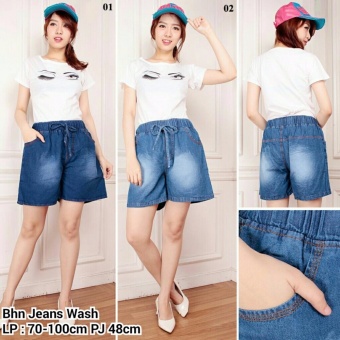 Gambar Celana pendek jeans hotpant wanita jumbo short pant Micka   biru muda