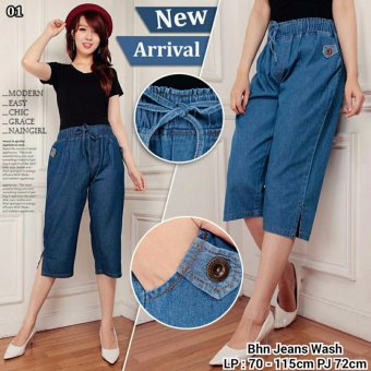 Gambar Celana pendek jeans jumbo wanita short pant Tiana   biru muda