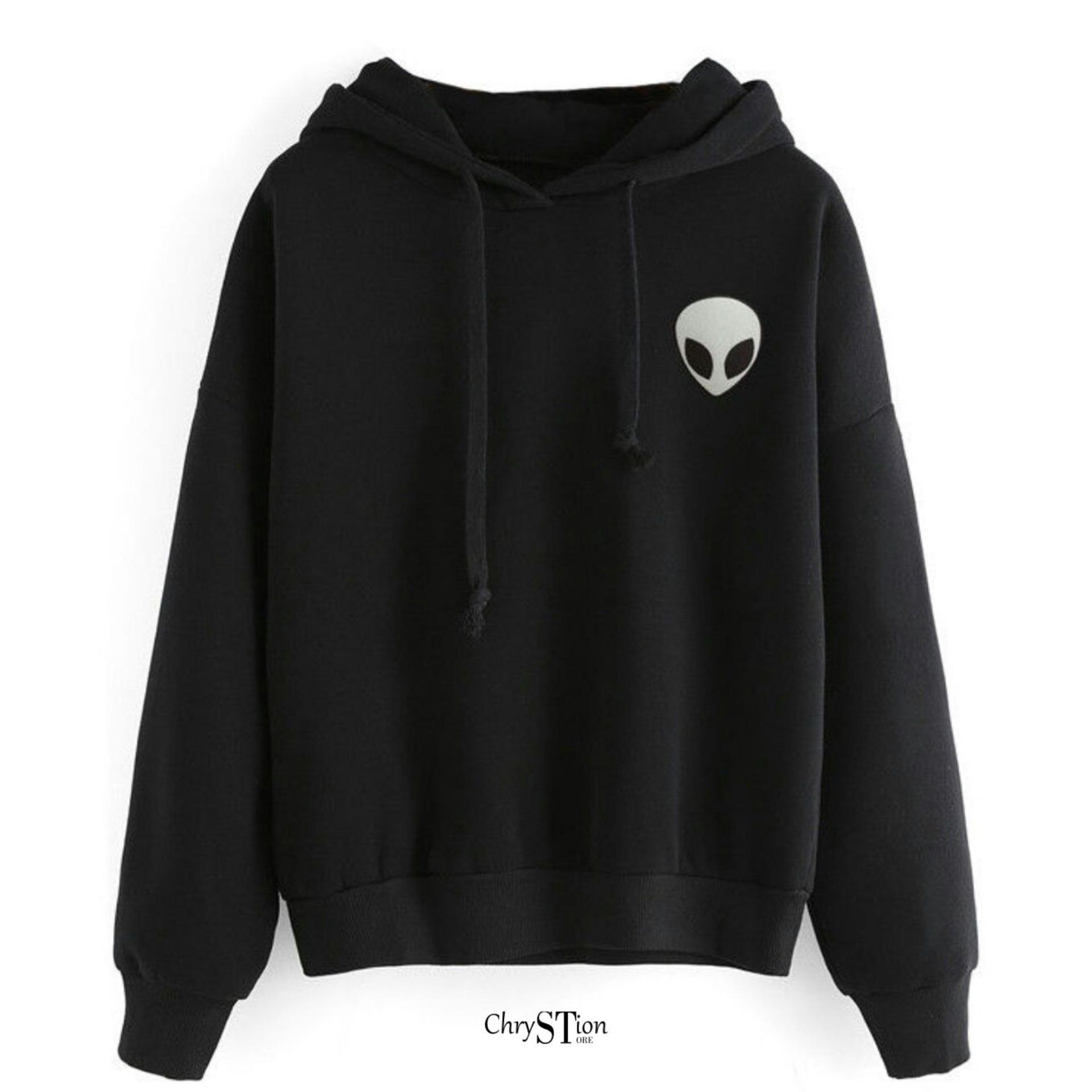 Chrystion Sweater Jacket Wanita Hoodie Lengan Panjang Sablon ALLIEN Hits