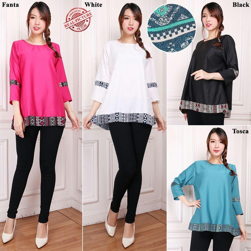 Cj collection Atasan blouse kemeja tunik wanita jumbo shirt blus long tunik Claudia