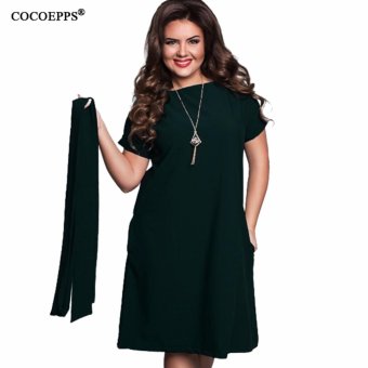 Gambar COCOEPPS Elegant Casual women dresses big sizes NEW 2017 plus size women clothing Summer style o neck bodycon Chiffon Dress   intl