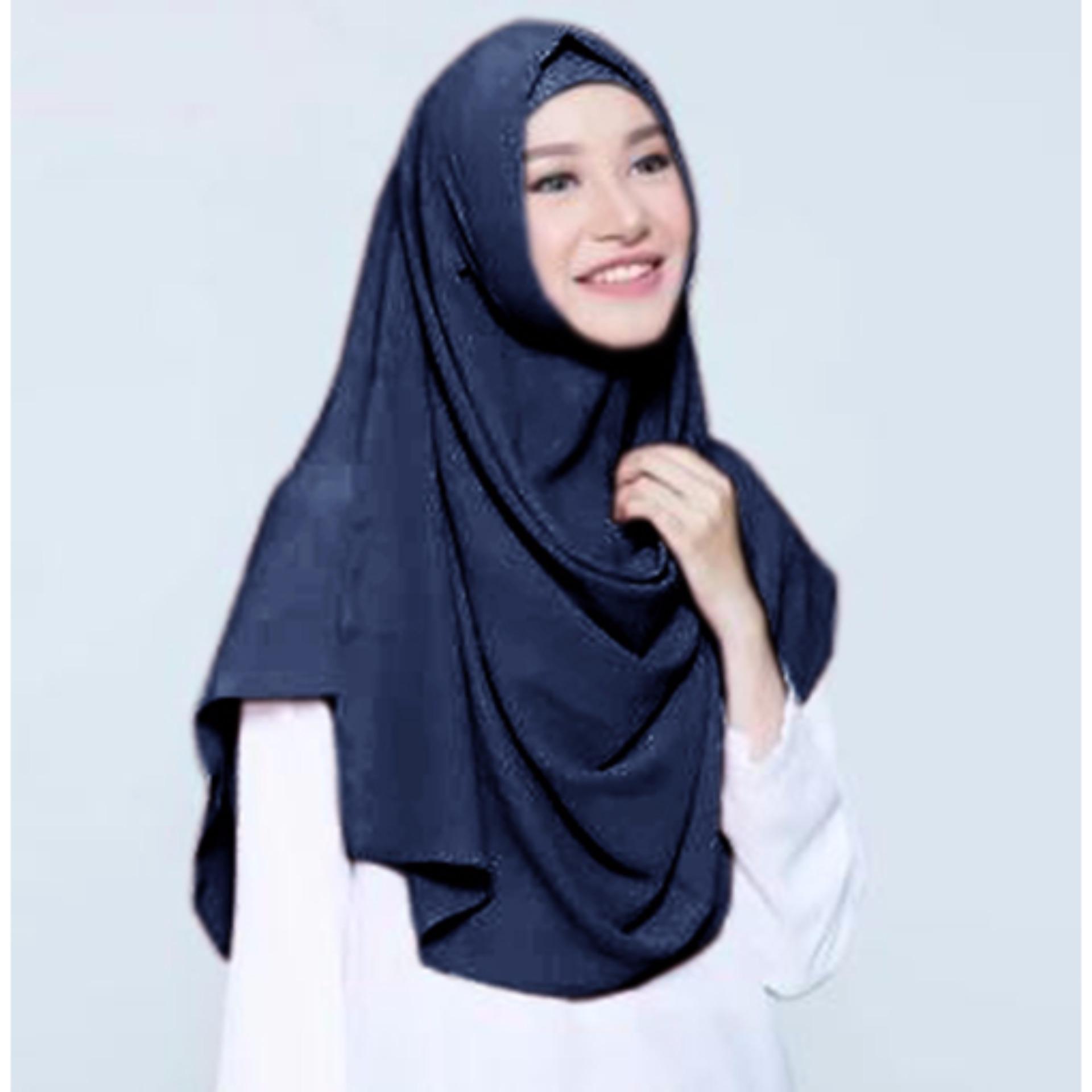 Cotton Bee Pashmina Instan Sabrina - Jilbab Instan Kerudung Berkualitas - Navy