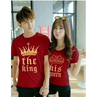 COUPLELOVER- KAOS COUPLE THE KING QUEEN MAROON PD (PRIA+WANITA) | T