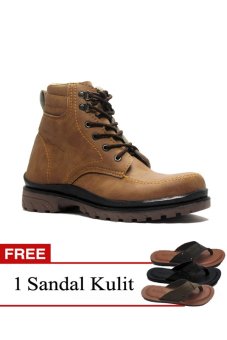 Gambar D Island Shoes Boots Safety Fashionable + Gratis 1 Sandal Kulit