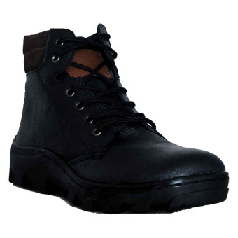 Gambar D Island Shoes Boots Trekking Full Black Genuine Leather   Hitam